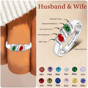 Personalized Name 2 Birthstones Love Promise Ring