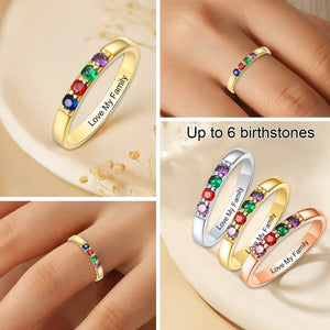 Personalized Family 1-6 Birthstones Ring-Gift For Grandma Mom