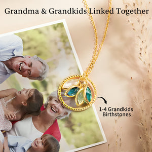 Personalized Circle Family Birthstone Necklace - Gift For Grandma/Mom