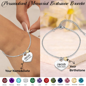 Personalized Name&Date Memorial Birthstone Bracelet