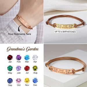 Personalized Grandma Mom 1-6 Family Birthstones Flower Bracelet