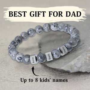 Personalized 1-8 Kids Names Family Pearl Bracelet - Gift For Dad/Grandpa