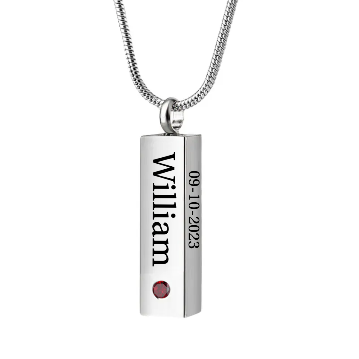 Personalized Birthstone Memorial Bar Urn Necklace