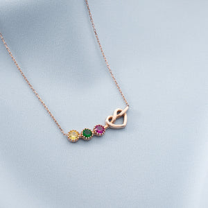 Personalized Grandma Mom 1-8 Family Love Knot Birthstones Necklace