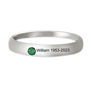 Personalized Name Birthstone Stackable Memorial Unisex Ring