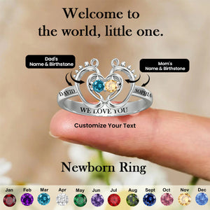 Personalized Baby's First Christmas Birthstones Ring