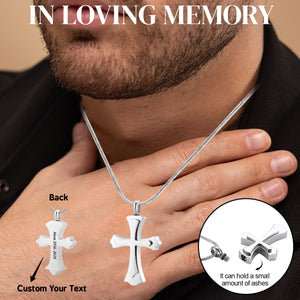 Personalized Memorial Custom Text Cross Urn Necklace - Gift For Lover