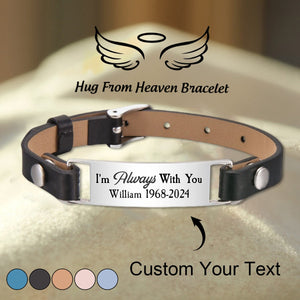 Personalized Engraved Memorial Text Personalized Leather Bracelet