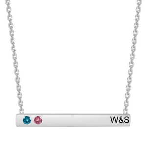 Personalized Double Birthstones Name Bar Necklace