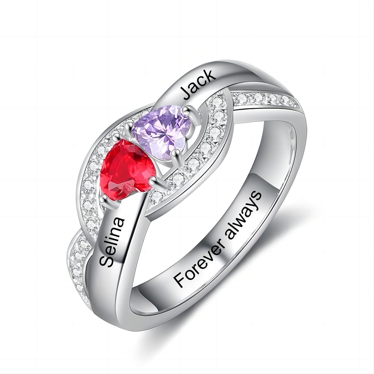 Love You Forever - Personalized Promise Birthstones Ring