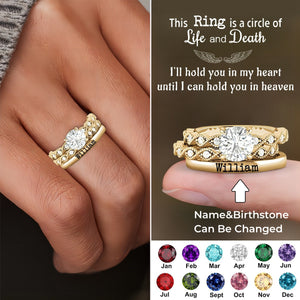 Personalized Birthstone Engraved Name Stackable Memorial Ring