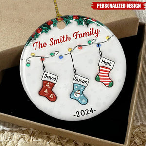 Personalized Customized Family Christmas Stockings Ceramic Ornaments