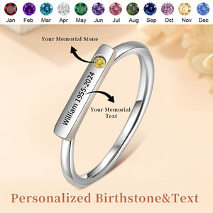 Personalized Name Birthstone Memorial Ring