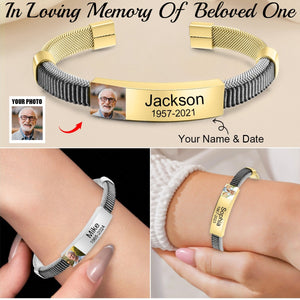 Personalized Custom Engraved Photo & Name Memorial Bracelet