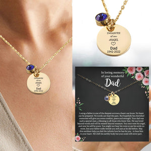 Personalized Memorial Birthstone Necklace, Loss of Dad Gift For Daughter