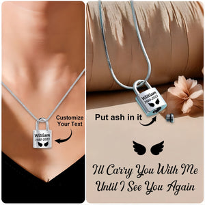 Personalized Memorial For Human and Pet Padlock Urn Necklace - Gift For Christmas