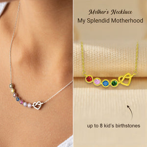 Personalized Grandma Mom 1-8 Family Love Knot Birthstones Necklace