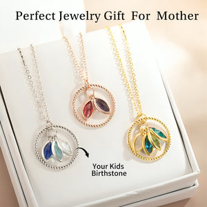 Personalized Circle Family Birthstone Necklace - Gift For Grandma/Mom