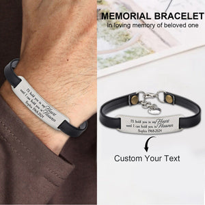 Personalized Engraved Memorial Text Personalized Leather Bracelet