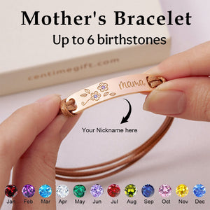 Personalized Grandma Mom 1-6 Family Birthstones Flower Bracelet