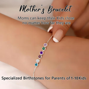 Personalized Grandma Mom 1-10 Family Birthstones Bracelet