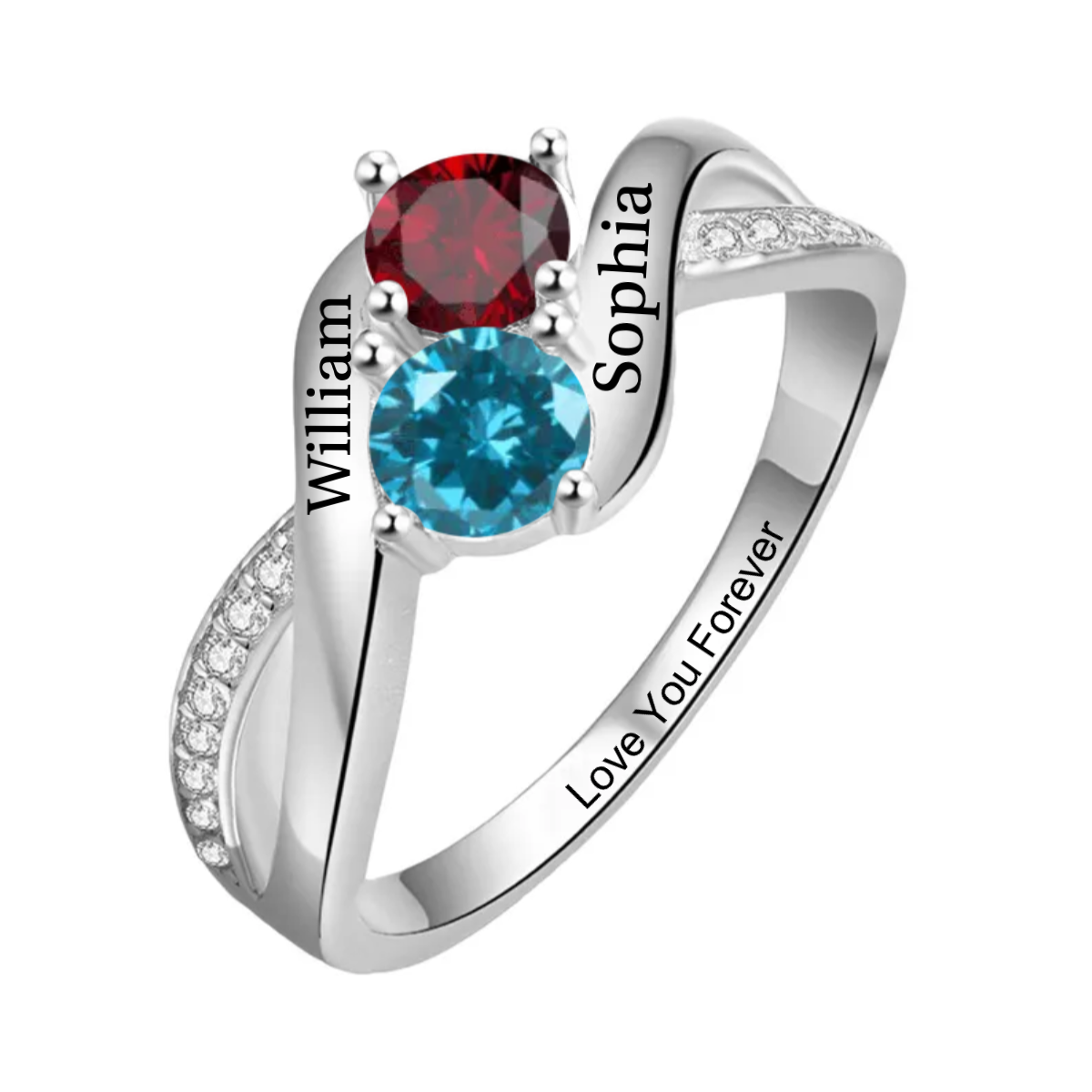 Love You Forever - Personalized Promise Birthstones Ring