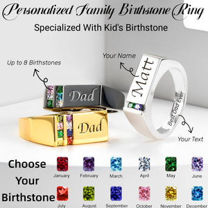 Personalized Grandpa Dad Family Birthstone Ring