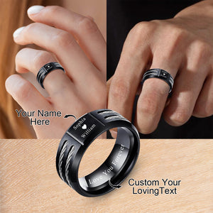 Personalized Custom Name & Text Promise Black Ring - Gift For Couple