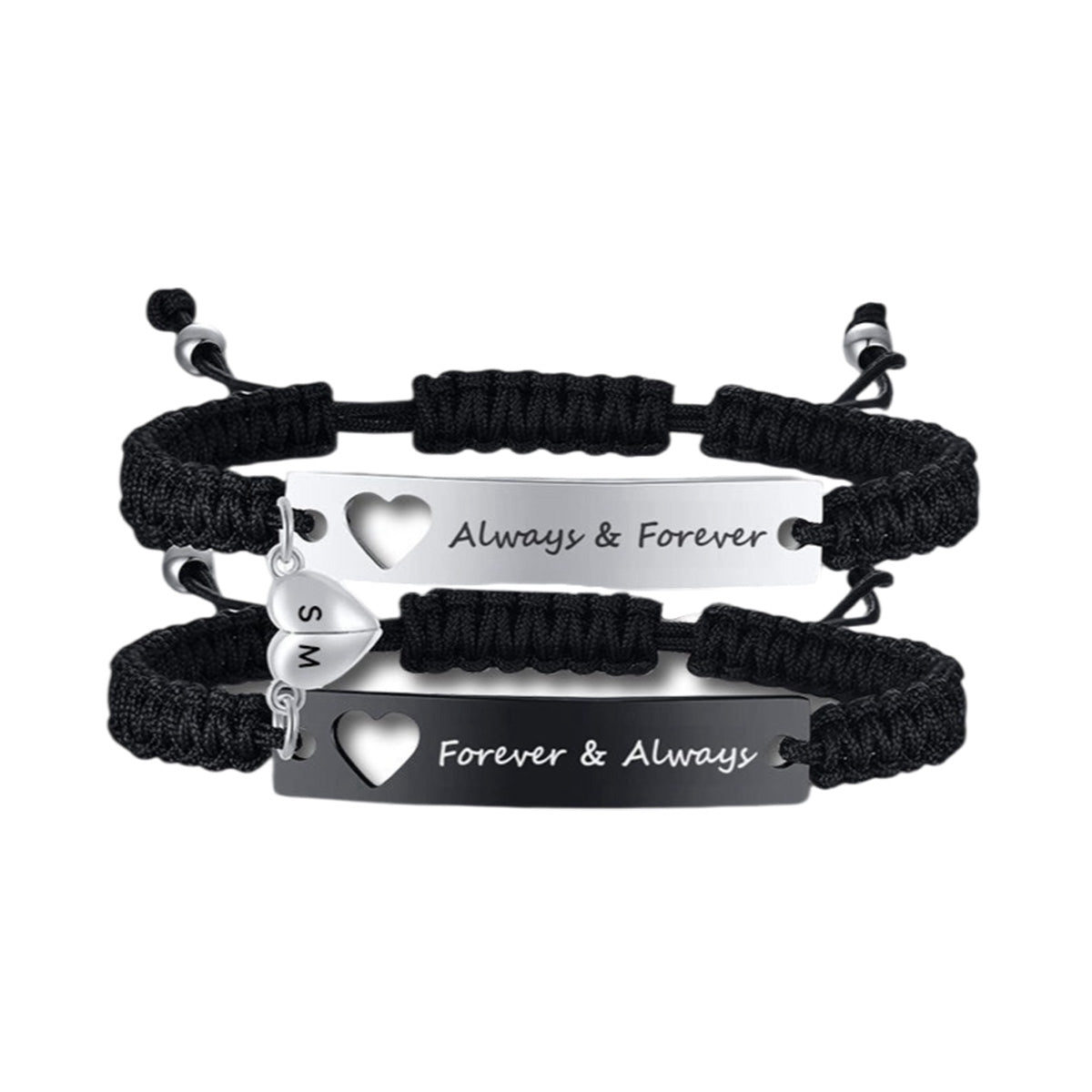 2Pcs Always & Forever Bracelet for Couple - Personalized Engraving Bracelet