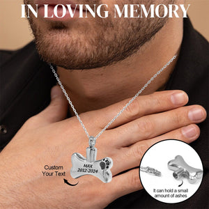 Personalized Memorial  Pet Dog Bone Urn Necklace - Gift For Pet Lovers