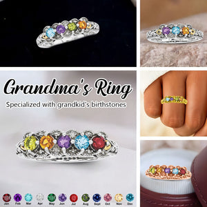 Personalized Grandma Mom Family 2-5 Birthstones Ring