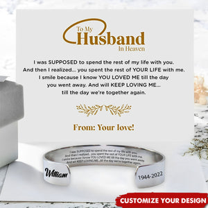 To My Husband In Heaven Memorial Personalized Bracelet