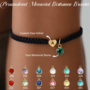 Personalized Birthstone Engraved Initial Memorial Bracelet