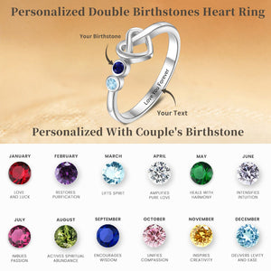 Personalized Double Birthstones Name Love Promise Ring