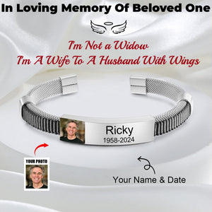 Personalized Custom Engraved Photo & Name Memorial Bracelet