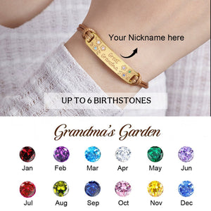 Personalized Grandma Mom 1-6 Family Birthstones Flower Bracelet