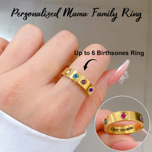 Personalized Grandma Mom 1-6 Birthstones Family Ring