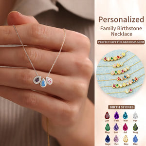 Personalized Grandma Mom Family Birthstone Necklace