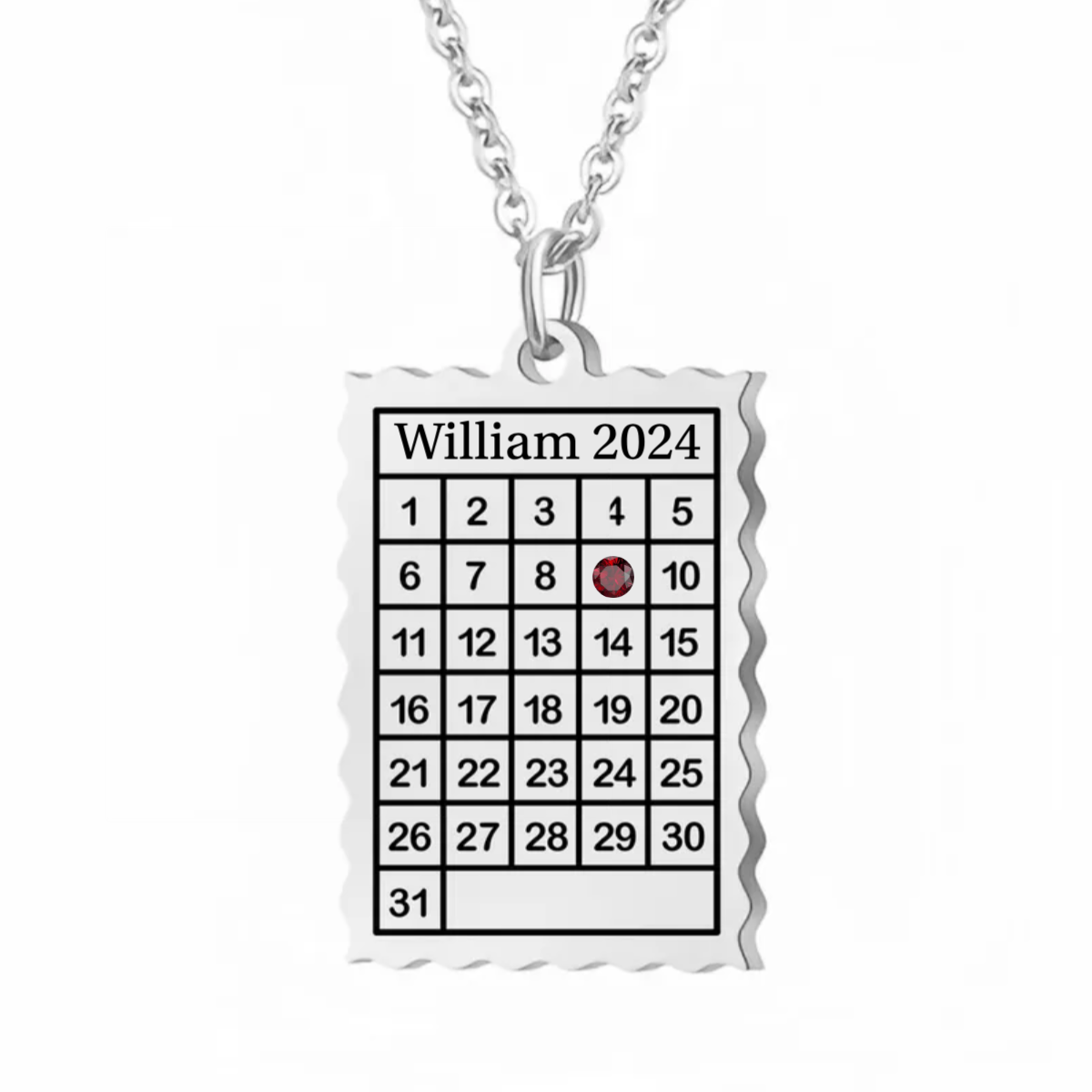 Personalized Birthstone Name Memorial Calendar Necklace