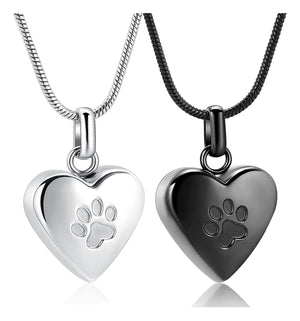 Personalized Memorial Urn Heart Paw Ashes Necklace- Gift For Pet Lovers