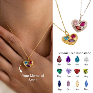 Personalized Memorial Mixed Birthstone Heart Necklace