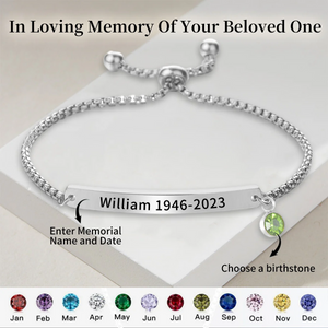 Personalized Birthstone Text Memorial Bracelet