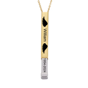 Personalized Custom Name&Date Memorial Wing Bar Necklace