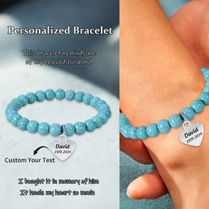 Personalized Custom Name&Date Gemstone Memorial Bracelet