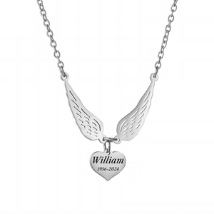 Personalized Custom Name Date Wing Memorial Necklace - Gift For Christmas