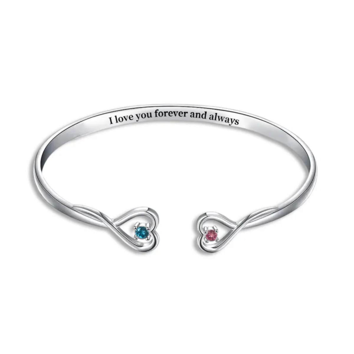 For Women - I Love You Forever And Always Personalized Birthstones Bracelet