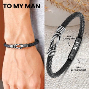 To My Man - Personalized Custom Symbol&Text Leather Bracelet