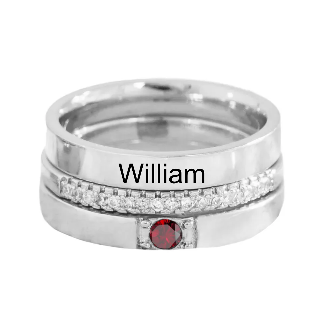 Personalized Name Birthstone Stackable Memorial Ring