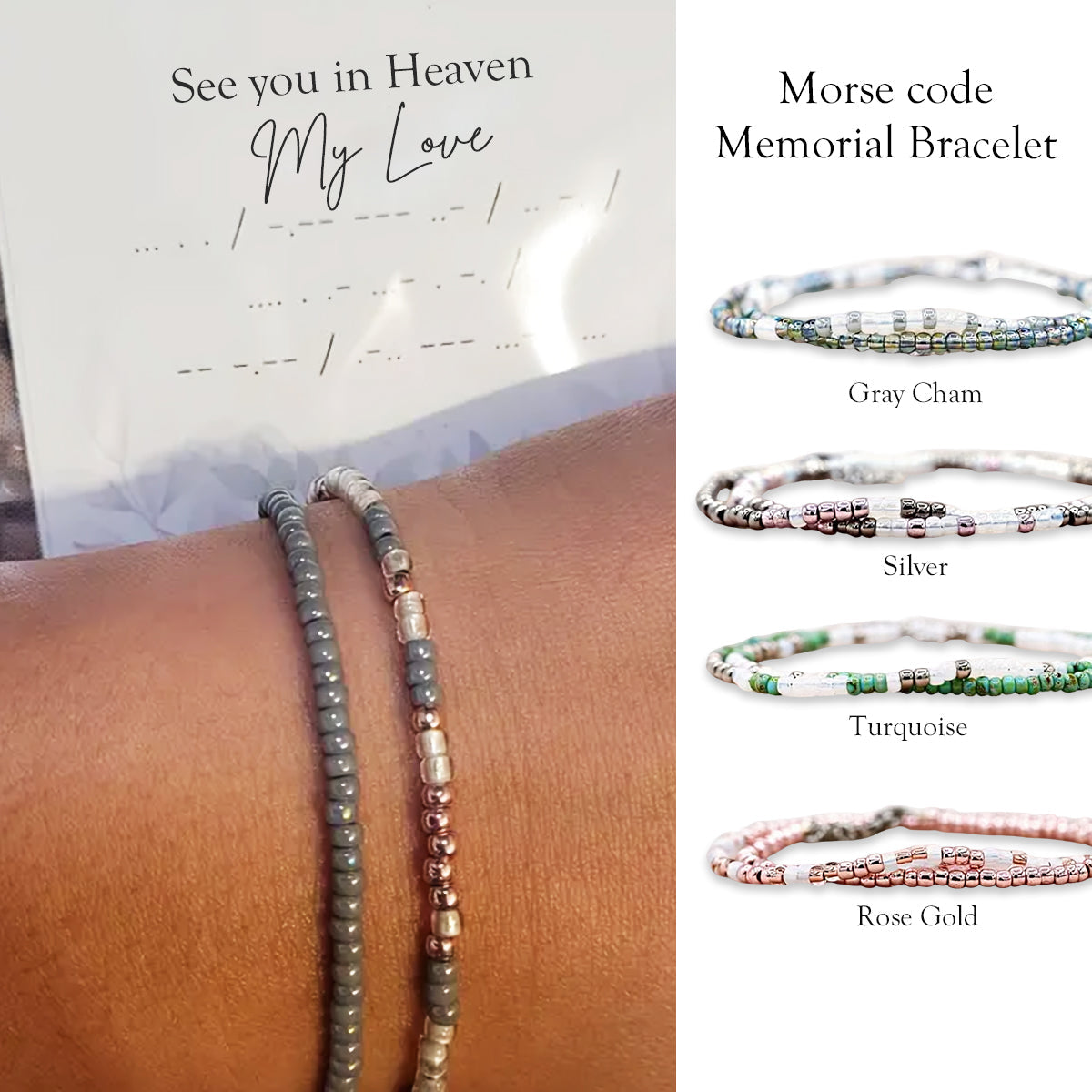 Until We Meet Again Morse Code Memorial Bracelet Loss of a Loved One Gift