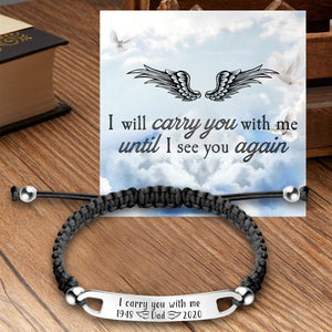 I Will Carry You With Me Personalized Memorial adjustable Bracelet